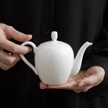 德化白瓷茶壺 羊脂玉瓷美人肩壺單壺球孔過濾小號泡茶壺功夫茶具