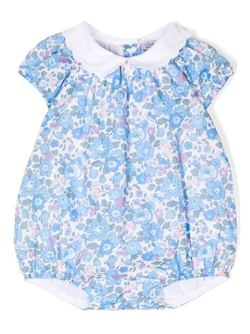 Trotters - Florence floral-print romper - kids - Cotton/Cotton - Newborn - Blue