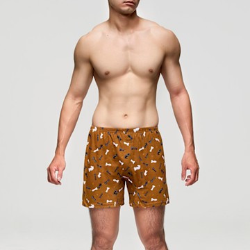 DADADO-棋開得勝 4L印花四角男內褲(咖啡) 天然絲光棉-吸濕排汗-GHQ513BR