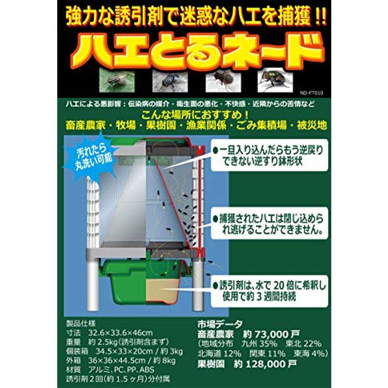 日本電興 捕虫器 ハエ捕獲器 ハエとるネード 屋外用 丸洗い可能 ハエ駆除 専用誘引剤付き ND-FT010