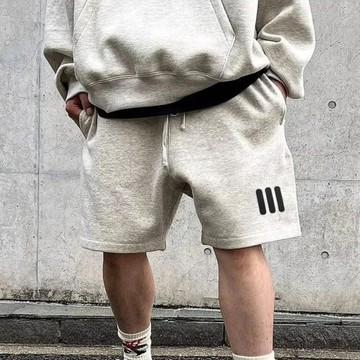 美式 vibe高街 新款簡約 運動短褲 夏季 ins 潮牌 三槓休閒抽繩五分褲 Y