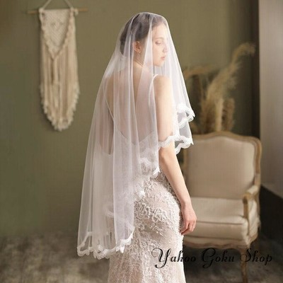 【ミドルベール】２層 金属コーム付き ベールUP儀式OK 結婚式 Wedding Veil ベール ショートベール /