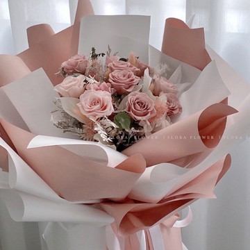 【Flora Flower】永生乾燥花束- 草莓牛奶