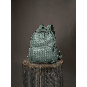 真皮雙肩包女2025新款時尚百搭高級感頭層羊皮編織背包小眾設計感