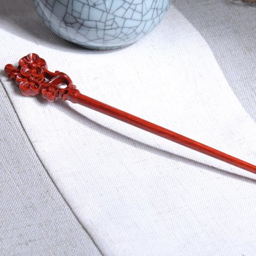 紫檀木暗梅發簪古風發飾盤發木簪日常丸子頭挽發簪子木質漢服頭飾