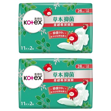Kotex 靠得住 草本抑菌蔓越莓加強版衛生棉 日夜適用  28cm  22片  2包