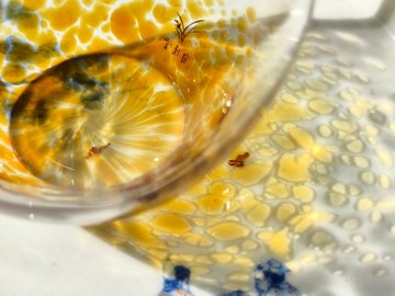 自慢堂 玻璃中蛋盅 琥珀彩渣