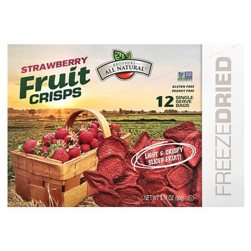 Brothers-All-Natural, 水果脆片，草莓，12 個單份量袋，每袋 0.26 盎司（7.5 克）