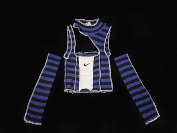 REGETHER 古著改製Y2K螺紋針織上衣-NIKE挖洞式背心+袖套-14