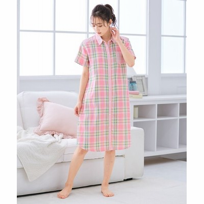 綿１００ ダブルガーゼ半袖ルームワンピース L パジャマ ルームウェア Pajamas 通販 Lineポイント最大get Lineショッピング