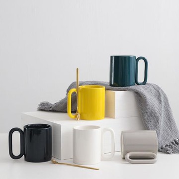 韓國小眾設計馬克杯圓環陶瓷杯創意 ins潮流杯子女生水杯咖啡杯