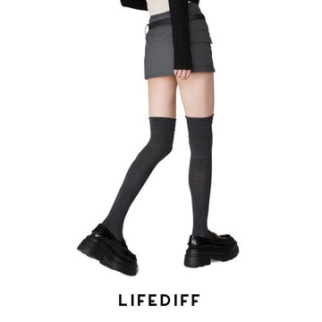 春秋款過膝襪女深灰色大腿襪子長筒防滑堆堆過膝蓋長襪顯瘦辣妹風