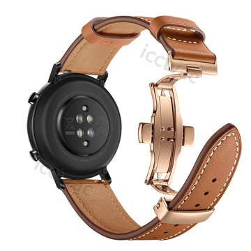 【免運】20mm 22mm三星Galaxy Watch7654真皮錶帶蝴蝶扣華爲GT234腕帶 佳明錶帶