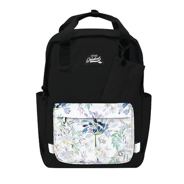 Grinstant混搭可拆組式15.6吋後背包 - 黑白系列 (黑色配水彩花)