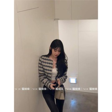 法式復古小香風條紋短款外套女2024早秋季新款高級感氣質夾克上衣