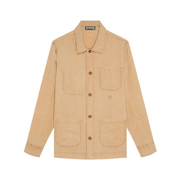 Corentin 礦物染亞麻襯衫外套（漂木棕、XL）