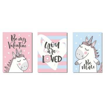 WA. WALL ART 無痕設計壁貼 防水PVC 獨角獸 + 掛畫 + 英文 FX-F37 3張  39 x 30cm  多色