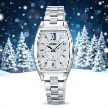 SEIKO 精工 LUKIA 節慶限量 靜謐冬日森林 酒桶型太陽能電波鑽石女錶(SSVW239J/1B32-0BJ0N)