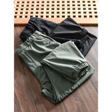 防風防潑水！內里加絨加厚！外貿男士冬季戶外休閑束口軟殼沖鋒褲