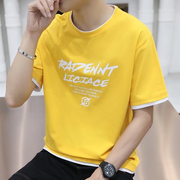 夏季新款半袖圓領純棉寬松潮流男士上衣服短袖t恤男裝ins港風