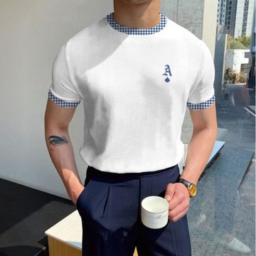2022tshirts for men summer tops 圓領短袖針織衫 修身T恤上衣男