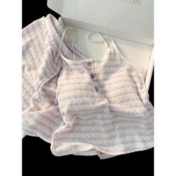 睡衣女款夏季2025新款高級感薄款帶胸墊莫代爾吊帶背心短褲家居服