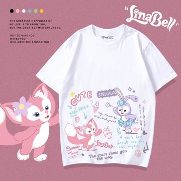 星黛露琳娜貝爾t恤短袖女童夏季純棉寬松時尚中大童琳娜貝兒衣服