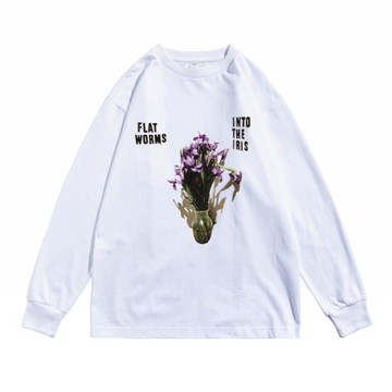 歐美樂隊Flat Worms搖滾個性印花棉長袖T恤寬松版款男女同款街頭