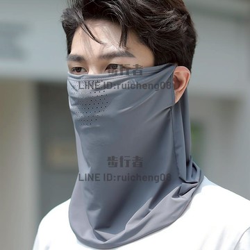 防曬面罩男遮全臉脖子騎行運動掛耳頭巾口罩護頸男款冰絲圍脖面紗【步行者戶外生活館】