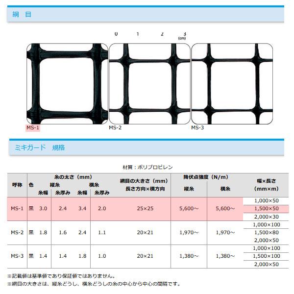 ミキガード 獣害対策用 成木用 MS-1 目合 25×25 巾150cm 長さ50m 成木 保護