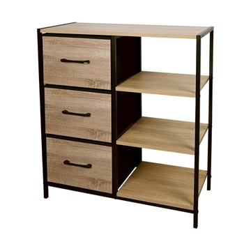 【AOTTO】日式和風木紋三層抽屜收納架(收納櫃 置物櫃 抽屜櫃 斗櫃 櫃子)木紋色