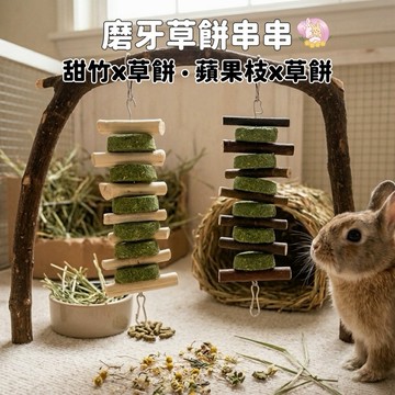 HW｜手工零食系列｜蘋果枝x草餅·甜竹x草餅·磨牙串串啃咬玩具🍢