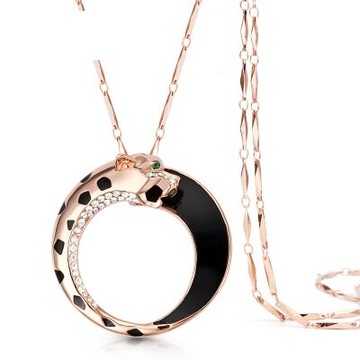 鑲鑽項鍊 毛衣鍊-獨特圓點豹造型女飾品73fv76【獨家進口】【米蘭精品】