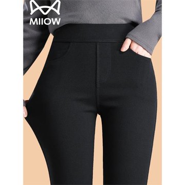 貓人2025新款小黑褲打底褲女外穿秋冬加絨高腰彈力靴褲百搭小腳褲