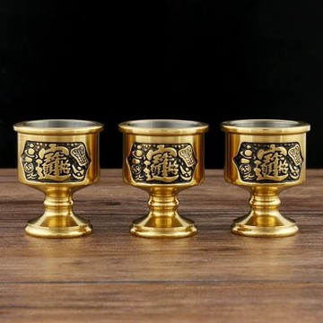 純銅裝膽酒杯進金玉滿堂供杯供水杯酒盅裝膽供佛杯圣水杯