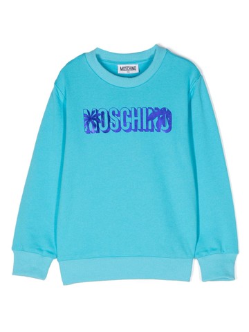Moschino Kids - logo-print cotton sweatshirt - kids - Cotton - 6 - Blue