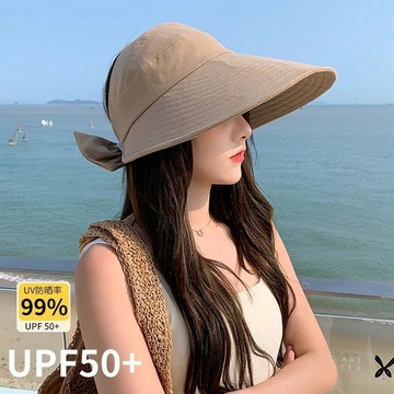 新品上市日係防紫外綫空頂帽子女夏季薄款遮陽韓版百搭防曬遮臉無頂漁夫帽0415 YZR4