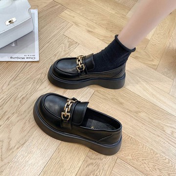 厚底松糕單鞋女英倫學院風夏季新款大頭樂福鞋百搭小皮鞋