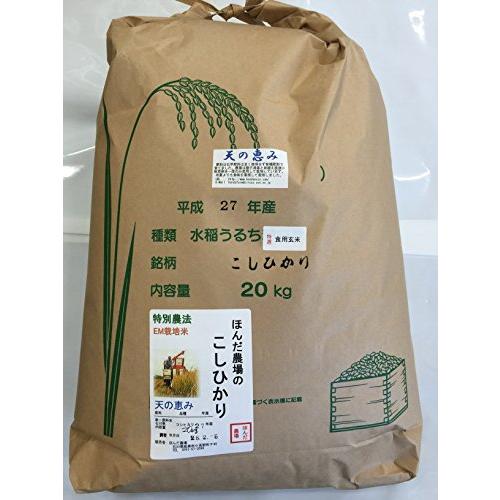 令和元年産 新米 自然農法米 こしひかり「天の恵み」食用 玄米 20kg