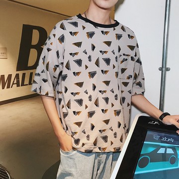 FINDSENSE G6 韓國時尚 潮流圓領寬鬆男生百搭打底衫夏裝短袖T恤