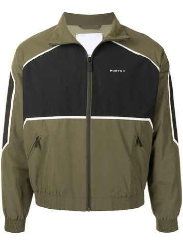 Ports V - panelled logo print zipped jacket - unisex - Nylon - S - Green