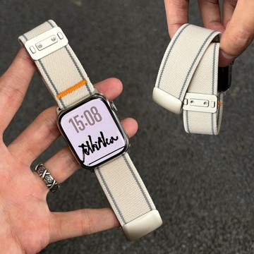 反光條 磁吸扣 尼龍錶帶 適用 Apple Watch S11 10 9 8 SE 45/49MM 446MM 休閒錶帶