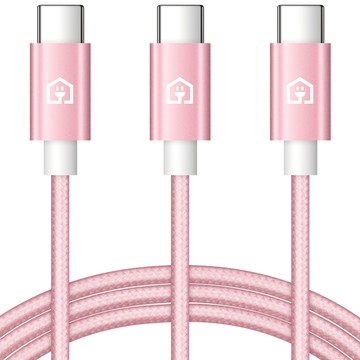 Home Planet Type-C 編織快速充電線  2m  粉色  3條
