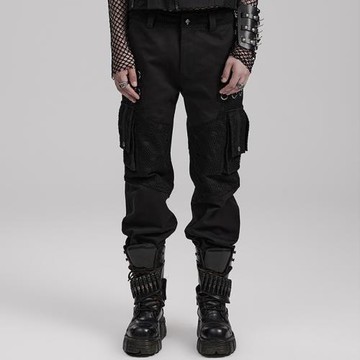 ╋魔嘆╋PUNKRAVE賽博蒸汽朋克哥特GOTHIC搖滾金屬ROCK男褲 WK591