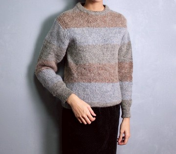 FOAK古著 日本雪花條紋厚料羊毛衣