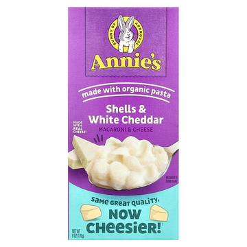 Annie's Homegrown, 通心粉和乳酪，貝殼和白切達，6 盎司（170 克）