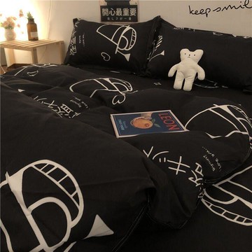 全網最優床四件組 床單 簡約男生被咖啡色四件深色床單學生單人被床單三件