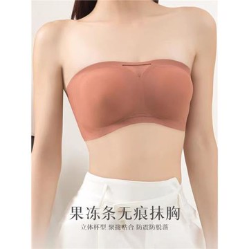 bustier無肩帶內衣輕薄女防滑不掉抹胸后扣露肩冰絲涼感無痕裹胸
