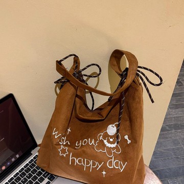 特惠✨可愛刺繡小狗托特包女新款通勤包包斜挎包鬆弛感大容量百搭單肩包 單肩包 肩背包 通勤包大容量 側背包 單肩斜背包