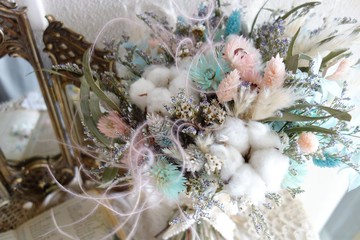 婚禮花飾系列~浪漫粉藍手捧花、手腕花、胸花組